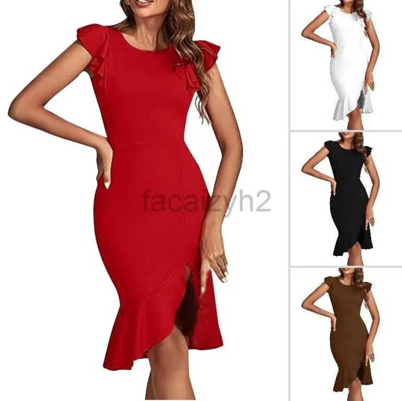 Casual Dresses Designer Dress 2024 New Dress Short sleeved ruffled round neck irregular hem long skirt Plus size Dresses