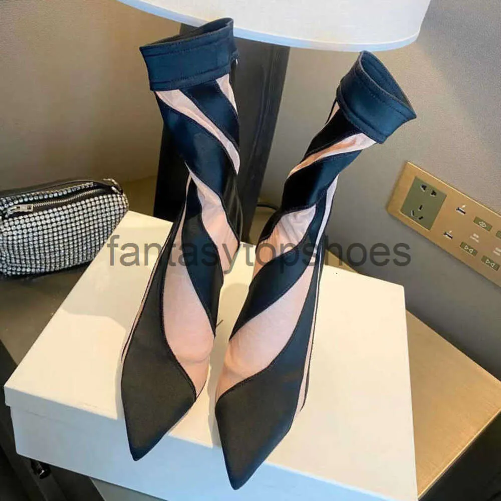JC Jimmynessity Choo Fashion Luxury Design Ранние женские кооперативные капсулы носка лодыжки сапоги упругие сетки 10,5 см 8HWM
