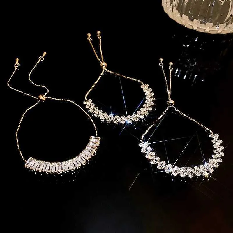 Adjustable Rhinestone Bangle Bracelet With Zircon For Women_voghion.com