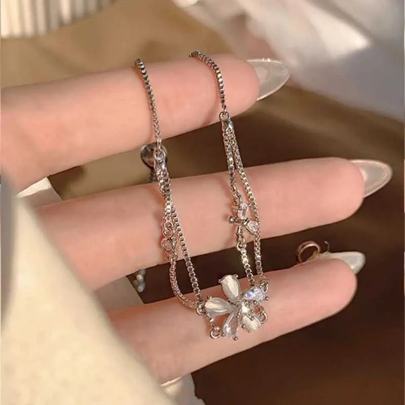Bracciale a fiore in cristallo e zirconia per donna bracciale doppio_voghion.com