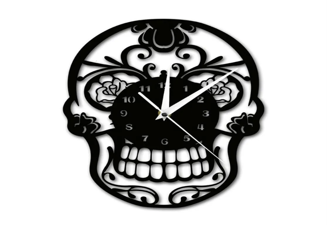 Day of the Dead Sugar Skull Wall Clock Mexikansk Skull Dia de Muertos Wall Clock Floral Candy Skull Decorative Hanging Wall Watch CJ9195484