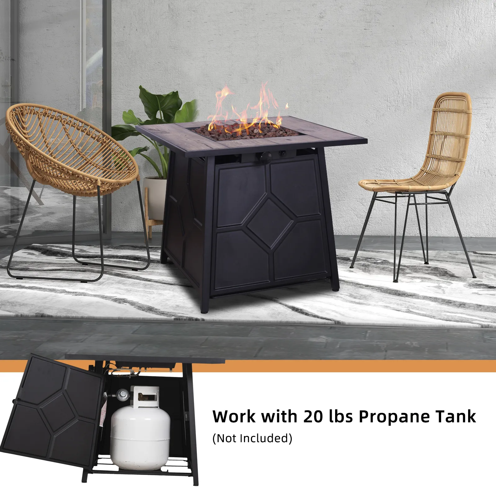 Mesa Con Fogata Y Tanque De Propano Hoguera Fogata Mesa Calentador Gas