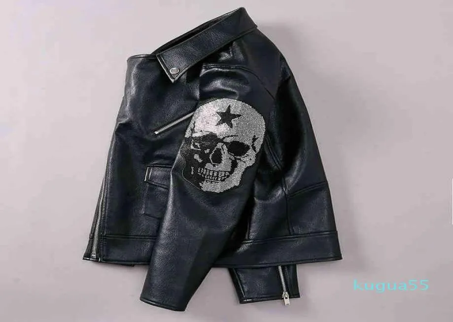 PP Skull Pu Slim Fashion Men's Sports Leather Jacket Street Hip Hop Tops Chaqueta de Cuero3938860