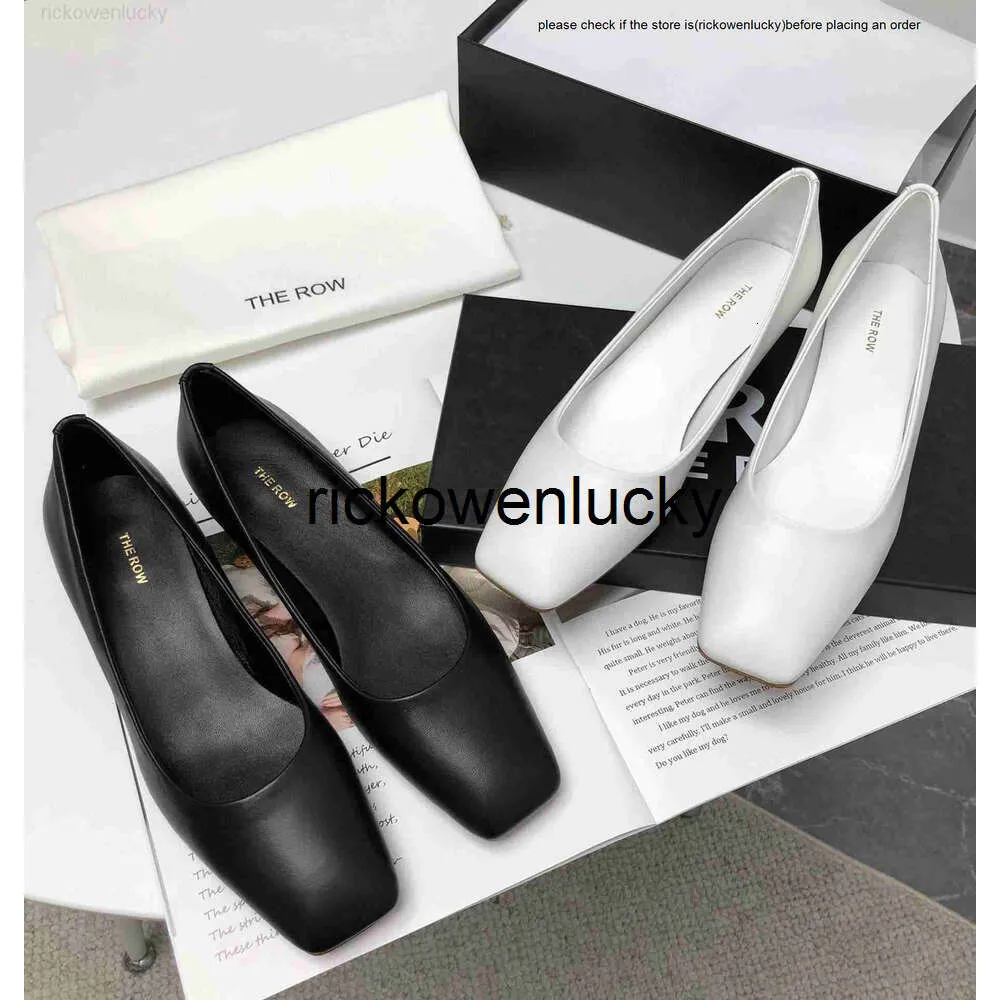 مصمم أحذية المصمم يستخدم أحذية ROW Dress Shoes جلد الغنم عالي الجودة داخل وخارج الخارجي الكامل من الجلد البسيط Simple Luxury Ol Single Shoes 8by6