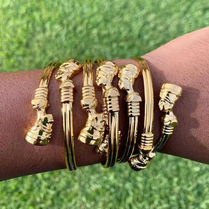 Bracelets à breloques de la reine égyptienne Néfertiti pour femmes et hommes Bracelet réglable pour couple africain Bracelets HipHop Punk Bijoux_voghion.com