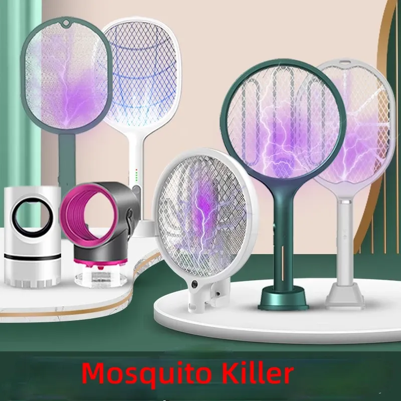 Zappers 3 i 1 LED myggdödare lampa 3000V Electric Bug Zapper Insect Killer USB Raddningsbar Fly Swatter Trap Anti Myggflugor