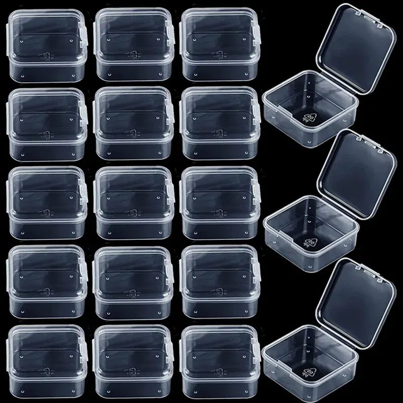 Display 48 Packs Duidelijke kleine plastic containers transparante opbergdoos met scharnierend deksel voor items Crafts sieradenpakket Clear Cases