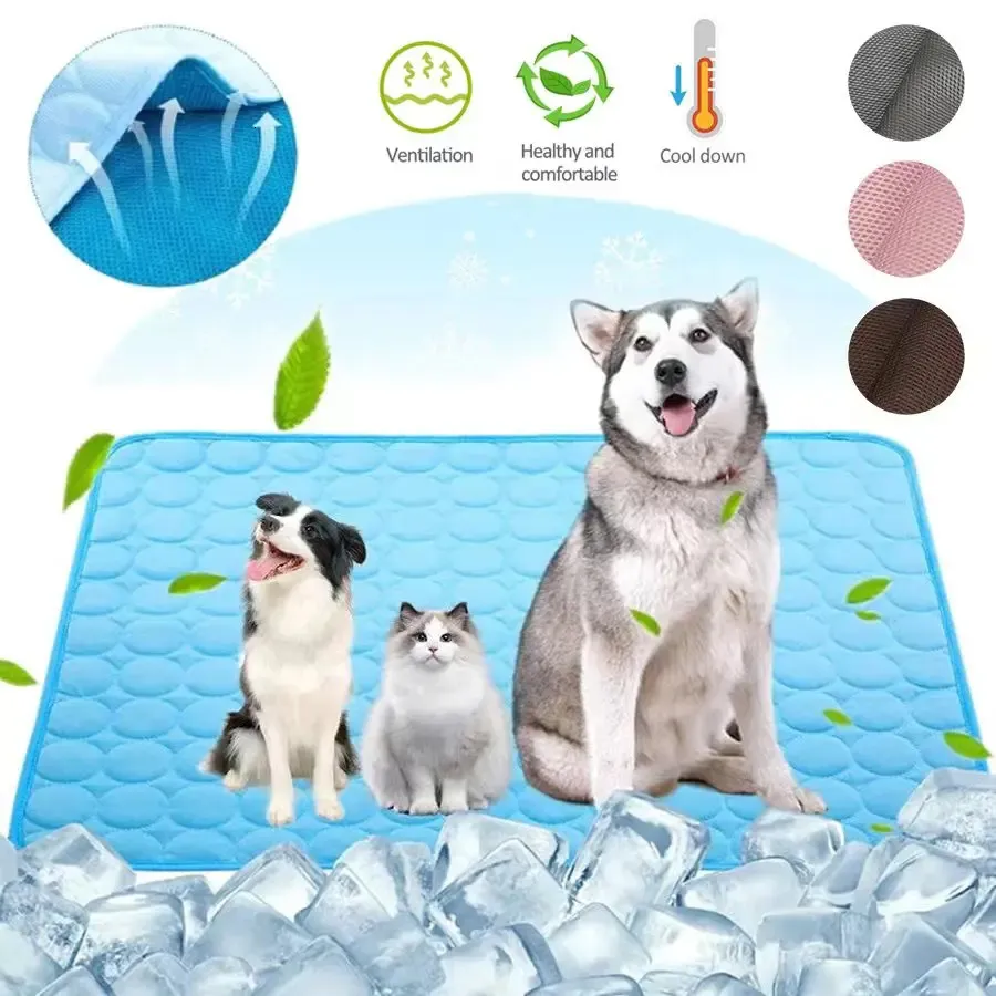 Hundekühlungsmatte Ice Seide Haustier Selbstkühlungsmatte Sommerwaschbare Matte Hunde Matte Atmungsbare Haustiermatte 240506