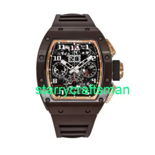 RM Luxury Watches Mechanical Watch Mills Men's Watch RM011 Brown Ceramic Rose Gold TZP Asian Edition Stid