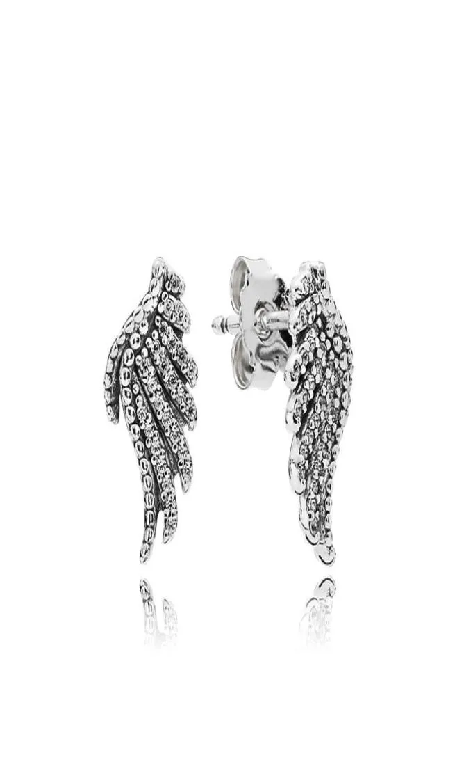 Authentischer 925 Sterling Silber Magnificent Feather Ohrring mit Kristall Mode Schmuck Frauen Hengst Ohrring mit hochwertiger Box9774739