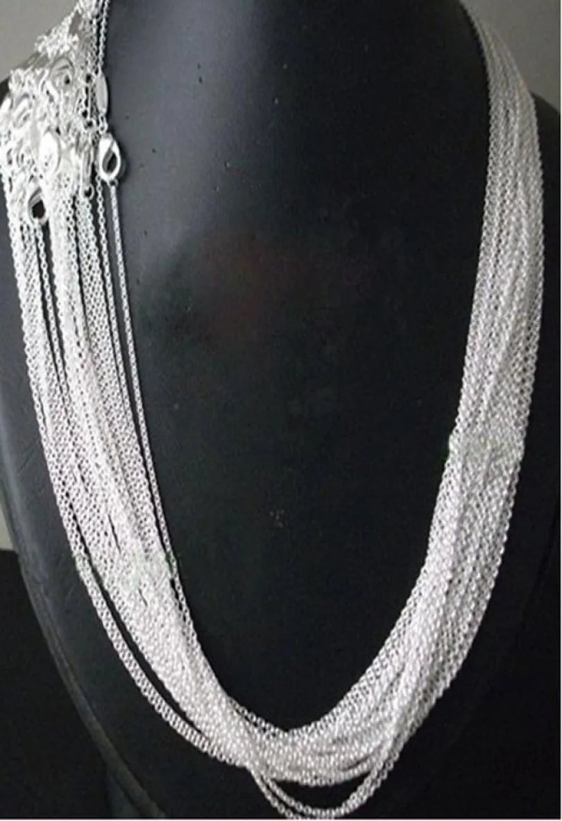 Kampanj Hela 50st Lot Bulk 925 Stamped Silver Plated 1mm Link Rolo Chains 16 18 20 22 24 Inch 925 Womens Jewely8314259