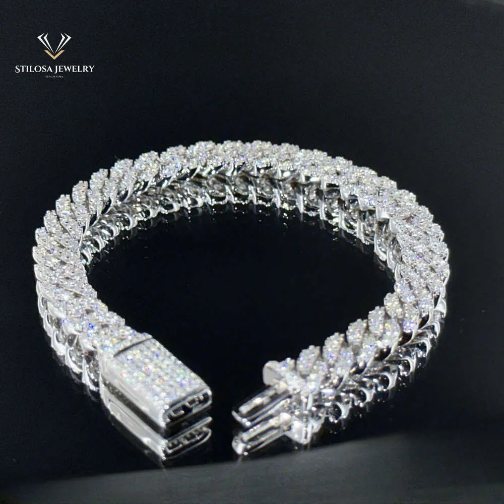 سوار مجوهرات الأزياء 6 مم 8 مم زوجين VVS Moissanite Cuban Rink Stain مع Silver 925