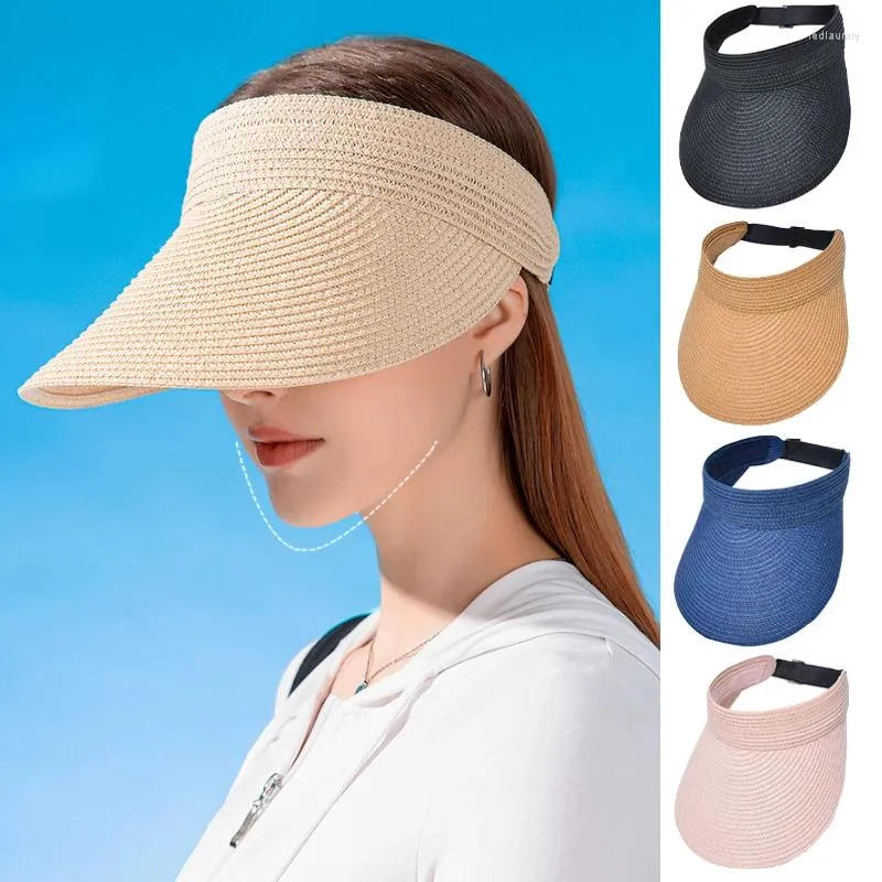 Chapéus largos de aba largo Chapéu de palha de primeira linha para mulheres grandes faixa de suor Anti-UV Sun protetor solar Sun Korean Fashion Ajusta Solid Soll