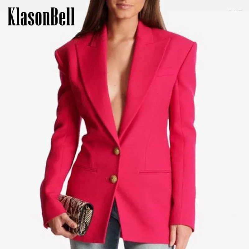 Womens Suits 5.4 KlasonBell Classic Temperament Gold Button Long Sleeve ...