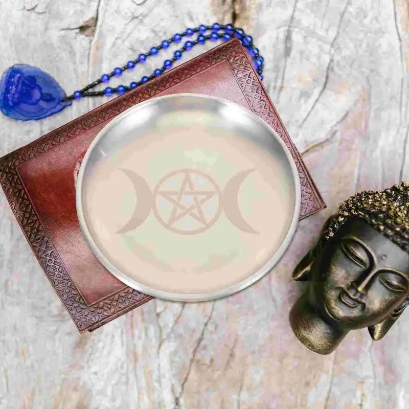 Świece Pentagram Dainty Biżuteria Rytualna płyta naczynia płaska miska spalanie taca okręgu oferująca metalową przekąskę z jedzeniem