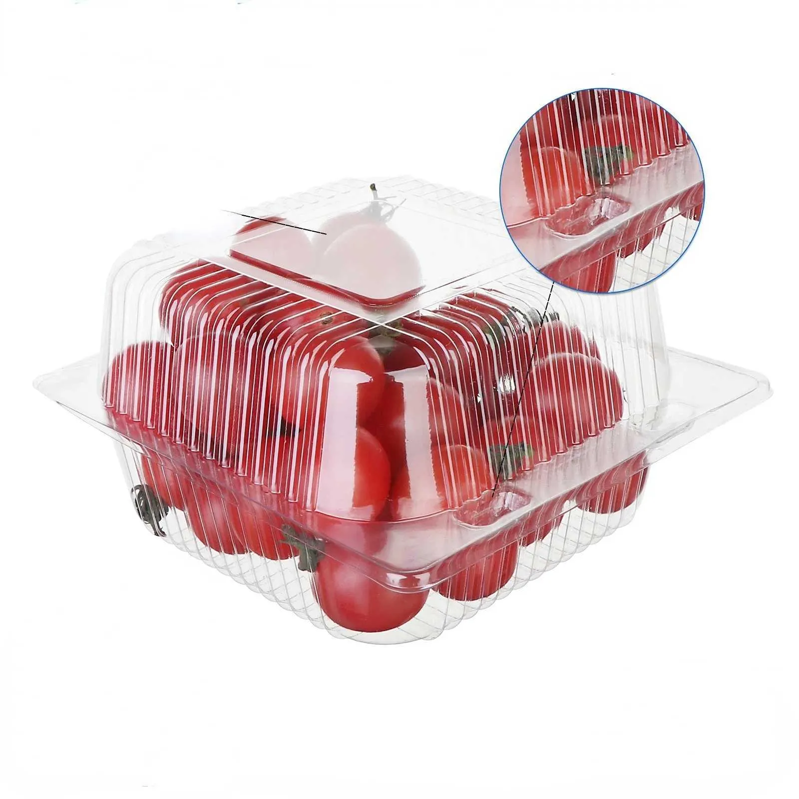 Disposable Dinnerware 25 pieces of transparent clam shell food container with lid disposable lunch box for parties picnic packaging takeout cake Q2405071