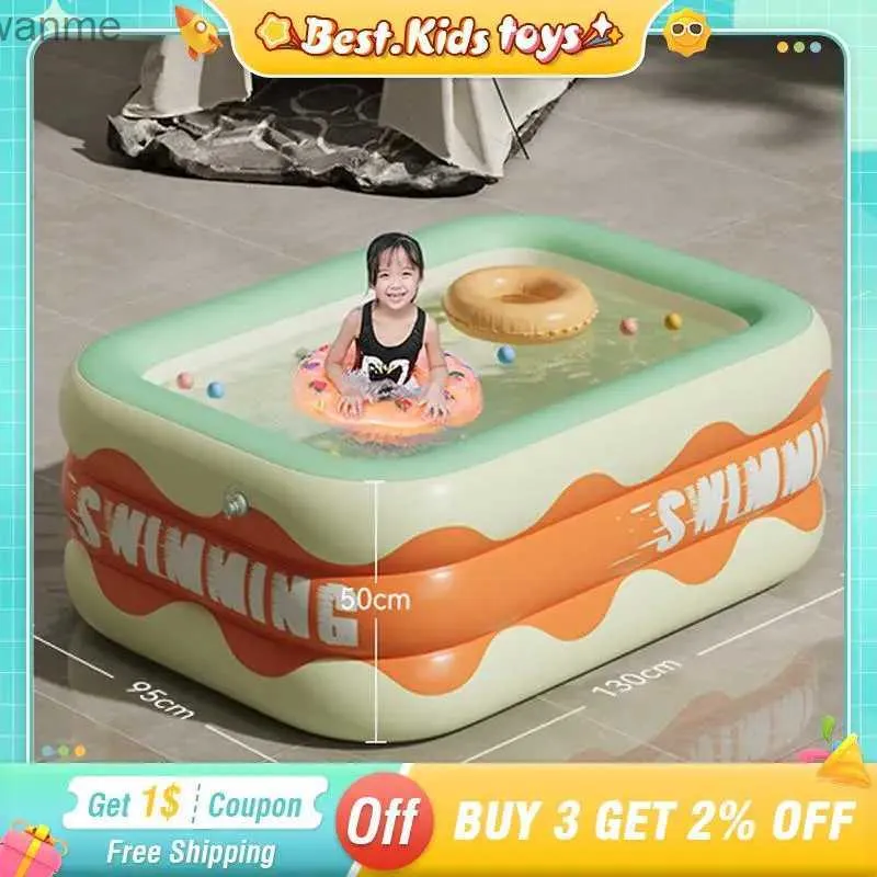 Bathing Tubs Seats Large family inflatable swimming pool baby frame swimming pool outdoor folding paddle Piscina childrens summer water gun basketball rack WX