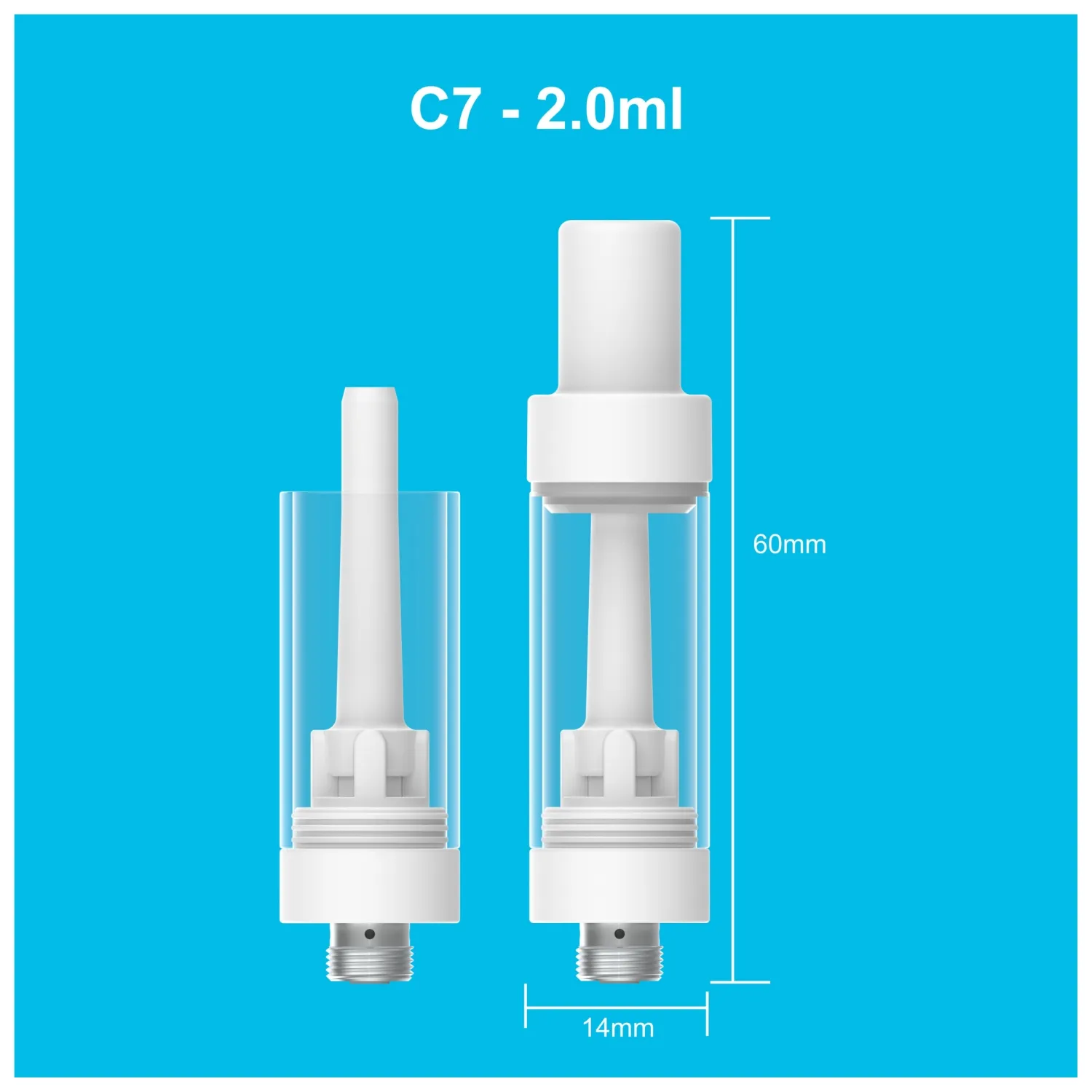 C7 0,5 ml 1,0 ml 2,0 ml ceramiczna kaset 510 Nić Cewka Vape Fape Naboczy Atomizer Piana Pakowanie Opakowanie Pusta waporyzator Pen 2,0 mm Otwory olejowe Dostosuj USA Us Us Hot