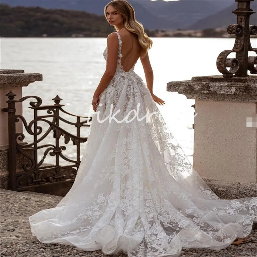 MASHENGYUE Lace Boho Wedding Dresses for Bride 2025 Beach Wedding Gowns for Women Long Country... MASHENGYUE Lace Boho Wedding Dresses for Bride 2025 Beach Wedding Gowns for Women Long Country...