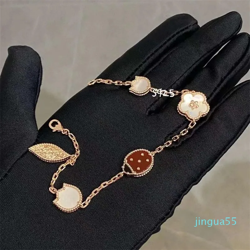 Fashion Charm Bracelets Plum Blossom Necklace Female White Plating Rose Gold Seven Star Ladybug Necklace Bracelet Ring Color Preservation