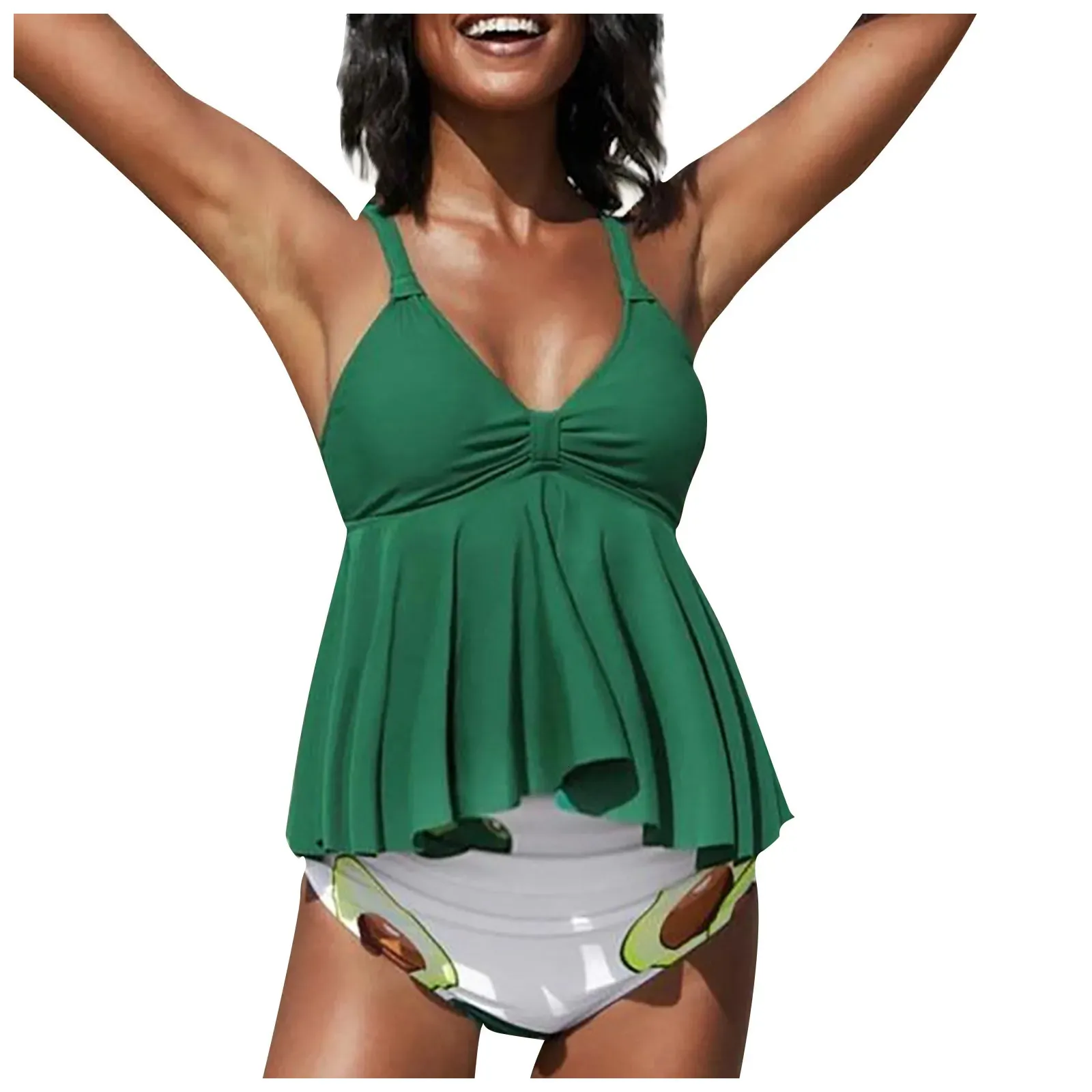 Annelik Mayo Kadınlar İki Parçalı Kollu Baskı Mayo Bikini Set Hamile Yüzme Setleri Yüzme Sahil Giyim Maillot de Bain 240507