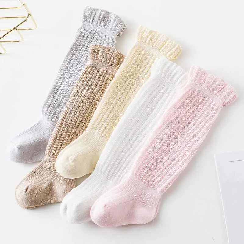 Chaussettes pour enfants 1 paire chaussette de bébé d'été simplicité couleur solide au genou socque haut pour tout-petit fille fille mignonne mince chaussette nouveau-née bébé