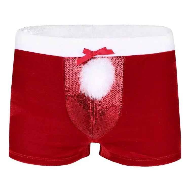 Underpants Rote Herren Dessous Samt Weihnachtsferien Weihnachtsmann Santa Claus Party Kostüm -Boxer Shorts Männliche Flanell Unterwäsche Panties cospla1713421