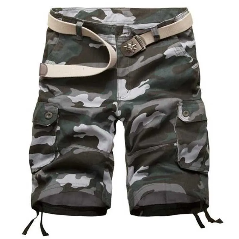 Hot Sale High Quty Mens Cargo Shorts Casual Cotton Military Camouflage Short Camo Bermuda homme Summer Size 29-42(No Belt)