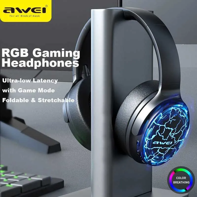 Headsets Awei A780 Pro Wireless Bluetooth -oortelefoons v5.3 voor bas stereo oortelefoons lange batterijduur gaming oortelefoons J240508