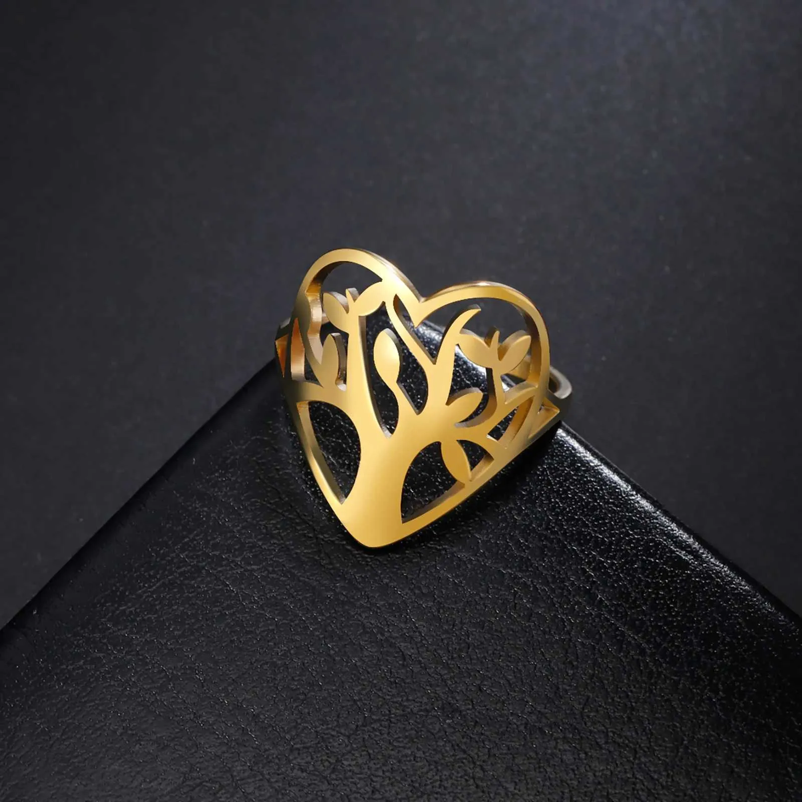 Anillos de boda Skyrim Heart Tree of Life Mujeres Mujeres acero inoxidable Rings de dedo de color de oro Vintage Regalos de cumpleaños al por mayor