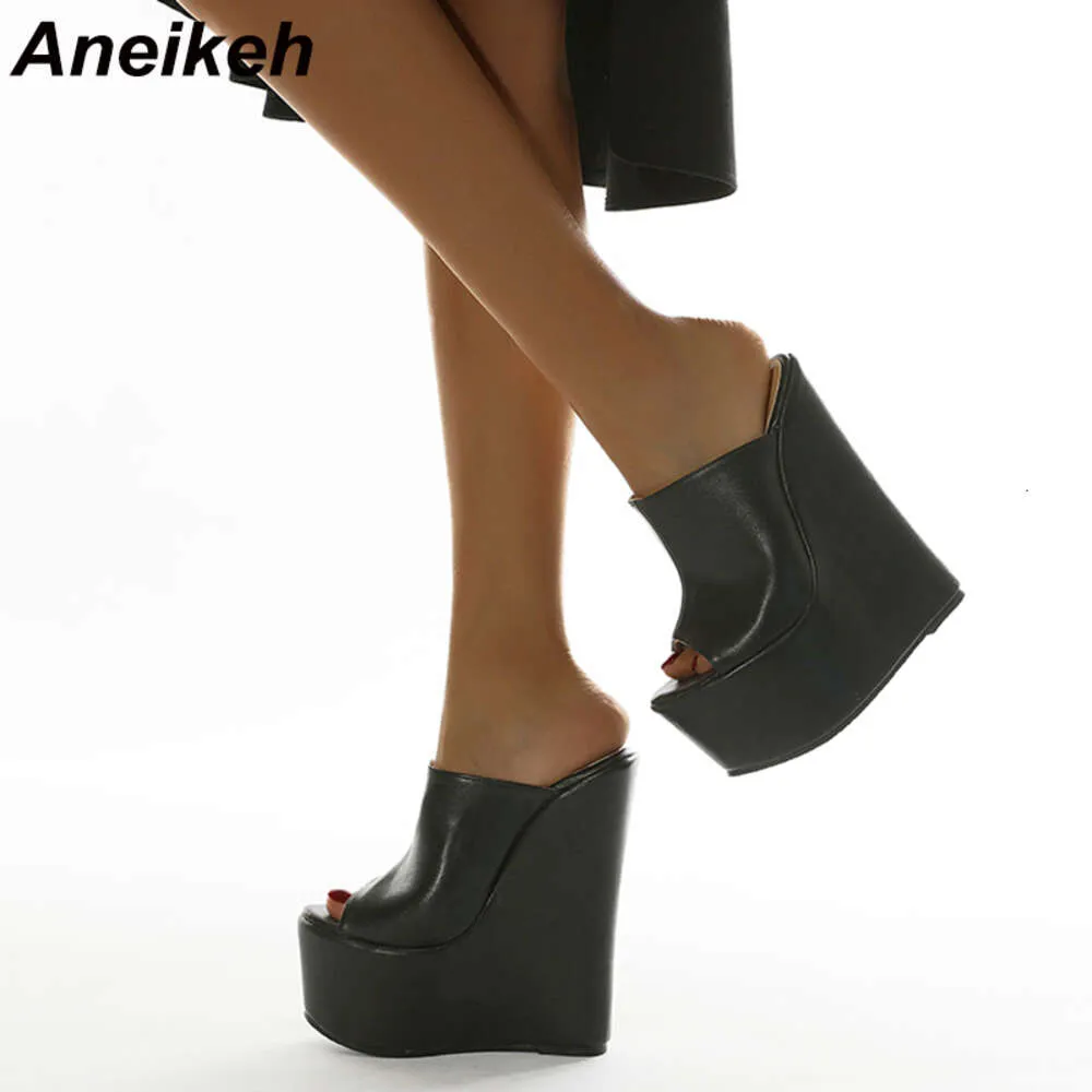 Summer Fashion Women's Slippers Sexy Platform PU Wedges Peep Toe Rome Party Shoes Sandalias Mules 35-42 Elegant NEW 2023