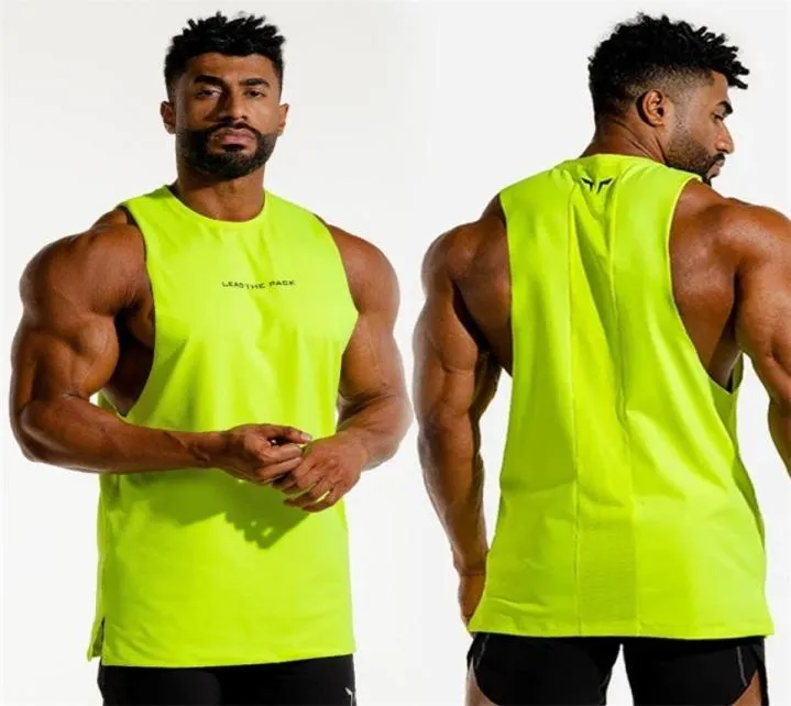 Marque d'été cool couleurs fluorescentes débardeur d'hommes Stringer gymnase de corps de bodybuilding homme fitness muscle entraînement sans manches 2206016694713