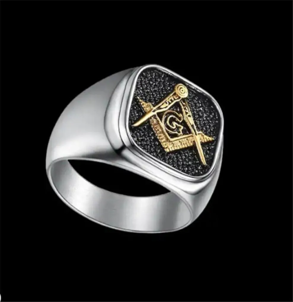 1PC Worldwide Golden Mason Ring 316L rostfritt stål Bandparty Fashion Jewelry Cool Man Ring1099857