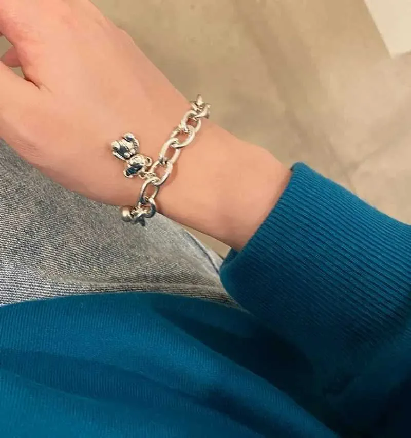 Bear Charm Bracelet Vintage Style Handmade Bangle For Women_voghion.com