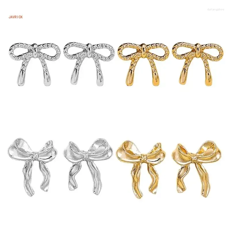 Boucles d'oreilles N1he 4pair Metal Ribbon Bowknot élégant Piercing Oreille d'oreille Mode Oreau d'anniversaire Gift Hypoallernics