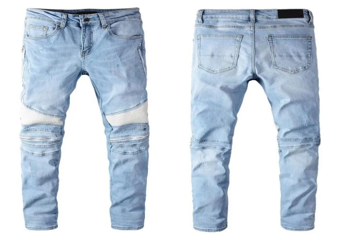 Luxurys Designer Mens Design Jeans Blue Rinkle Zipper Vintage Fashion Men Pantal