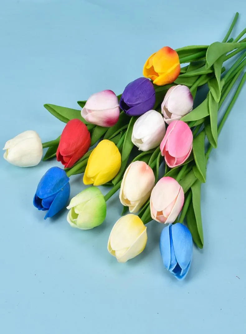 19 colors PU Artificial Flower Tulip bouquet 34 cm134 inch Mini Real touch flowers8548312