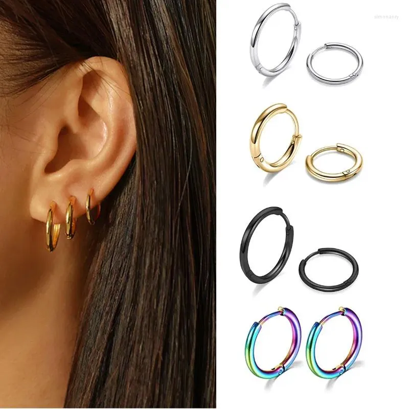 Hoop Earrings 2PCS Round Circle Gold Plated Huggie Small For Women Men Cartilage Ear Piercing Jewelry Pendientes Hombre Mujer