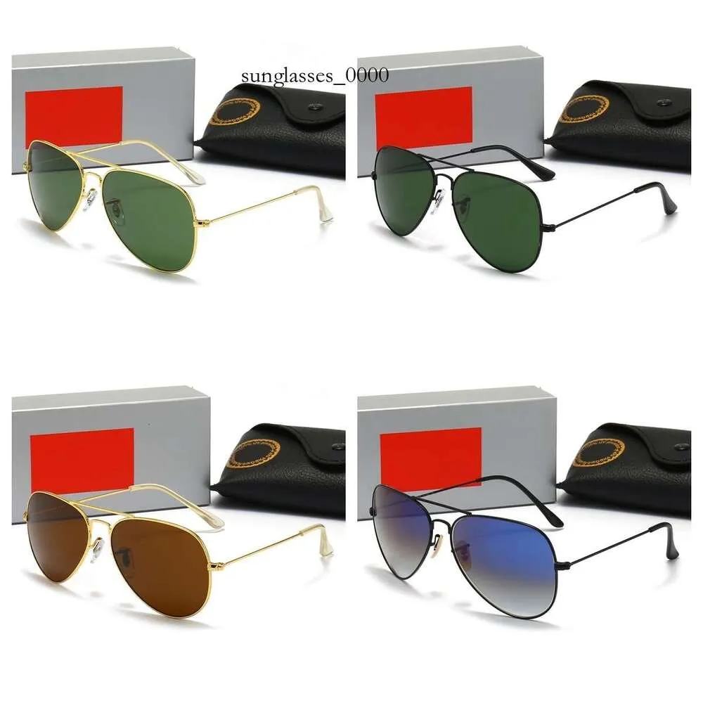 Wysokiej jakości Ray Men Women Glass Lens Okulary przeciwsłoneczne Vintage Pilot Aviator Wayfarer Brand Sun Glasses Band Uv400 Bans Ben z pudełkiem i skrzynką 3025 3026 6341