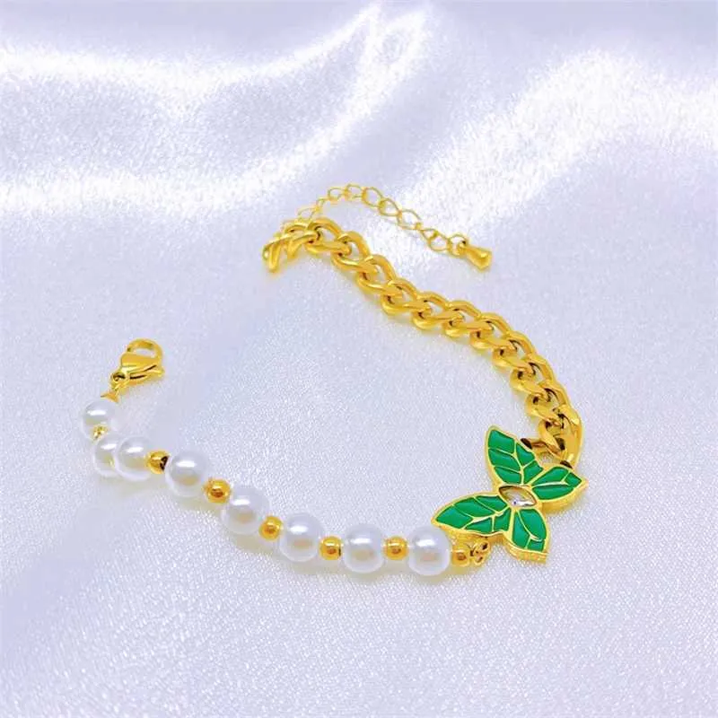 316L Stainless Steel New Fashion Fine Jewelry Zircon Pearl Green Butterfly Charm Chain Necklaces Bracelets Earrings For_voghion.com