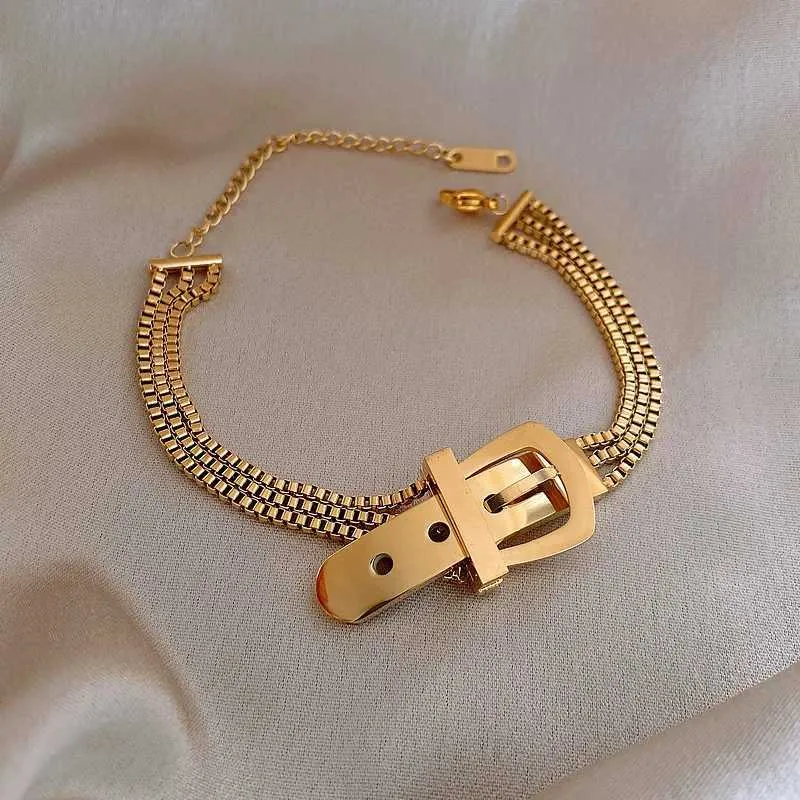 Layered Star Charm Bangle Bracelet Stainless Steel Golden Retro_voghion.com