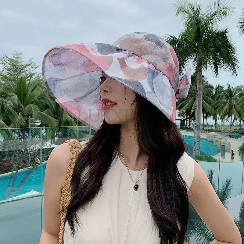 Beralar Kadınlar İçin Yaz Şapkaları Boş Top Güneş Şapkası Büyük Geniş Brim Güneş Koruyucu Vizör Kapağı Renkli Katlanabilir Plaj Kadın Bayanlar