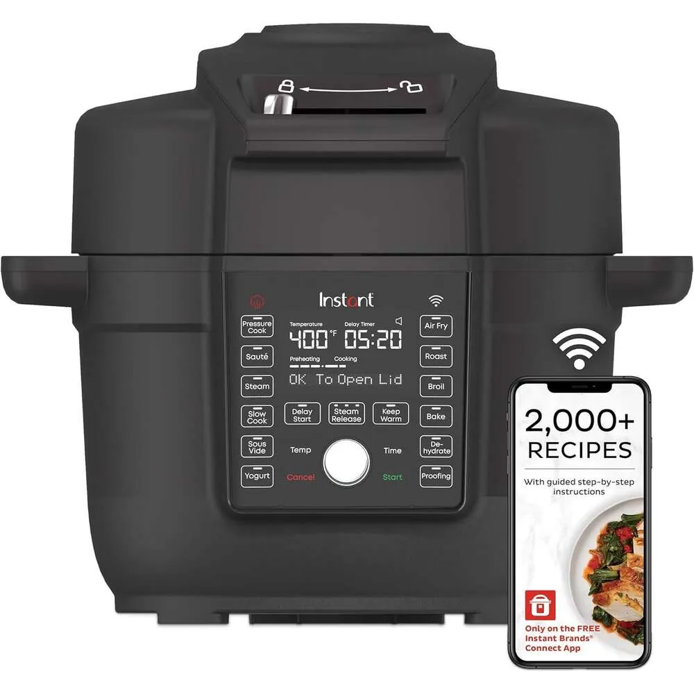 Ultimate 13-in-1 Fryer de ar e uma combinação de panela de pressão com Wi-Fi, capacidade de 6,5 litros-perfeita para baixo cozimento, cozimento, vapor, aquecimento e desidratação!