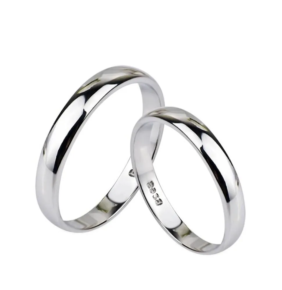 925 STERLING Silver Smooth Couple Simple Rings Solid Widding Band anneaux Bijoux de mode pour femmes Men1170927