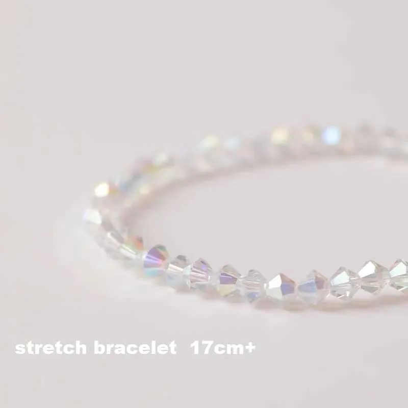 Armreif Glänzend Transparent Weiß Dünne Kristall Für Frauen Einfach Gebrochen Bunte Licht Stretch-Armband 2022 Schmuck_voghion.com