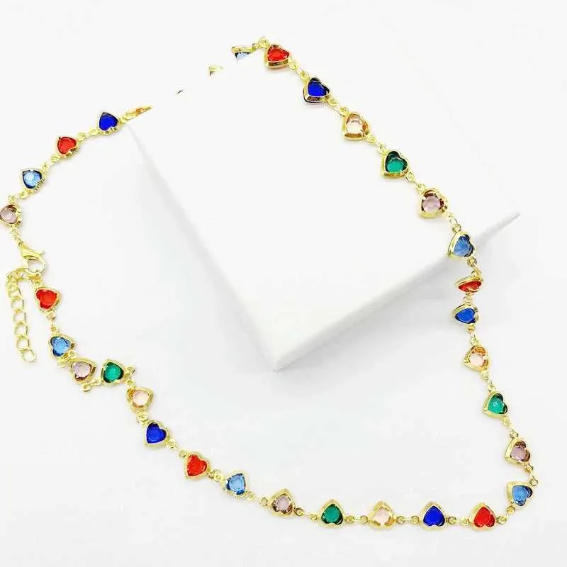 Brazalete retro clásico colorido con forma de corazón de amor y circonita con cuentas de metal para mujer, nueva pulsera de tenis de moda, joyería de boda_voghion.com