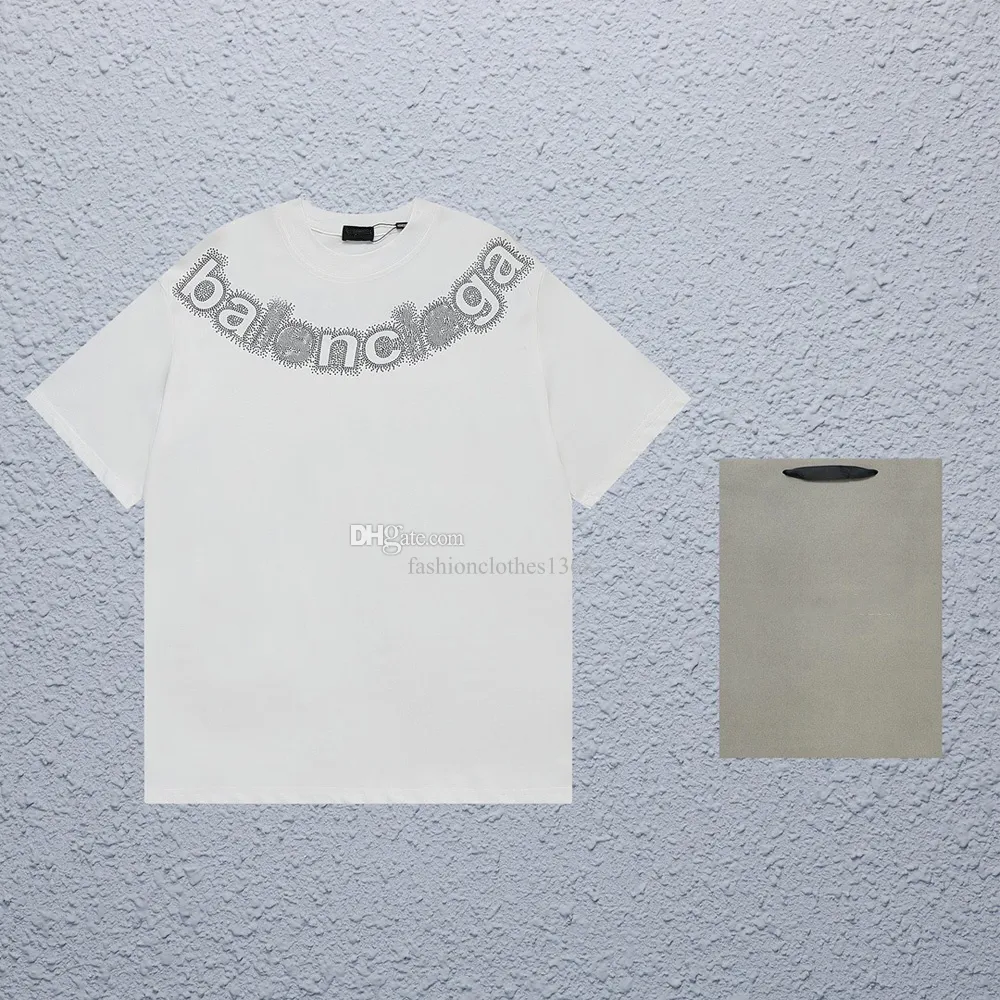 PARIS Men's Designer de diseñadores de camisetas BA Camiseta de manga corta Camiseta de ajuste de camiseta de algodón puro Camiseta suelta con tecnología de diamante caliente Carta de mangas cortas B2