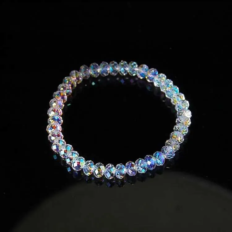 Perlen Und Kristall Armband Elastisch Weiß Schmal Glänzend_voghion.com