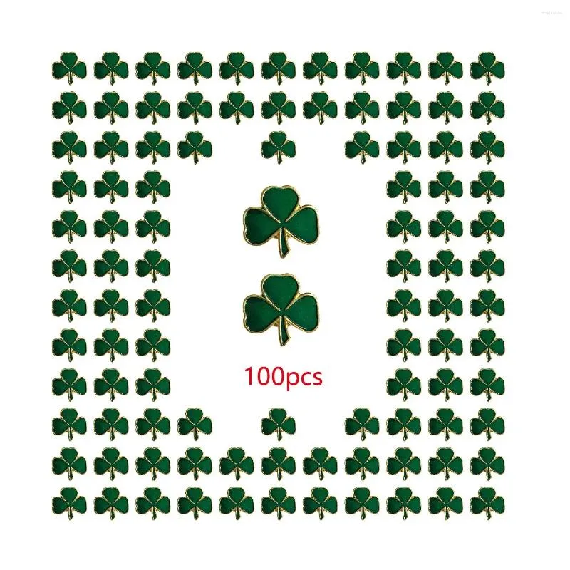 Brooches 100pcs/a Lot St. Patrick's Day Clover Lapel Pin Brooch Favors Three-leaf Pins Gift Irish Holiday Gifts