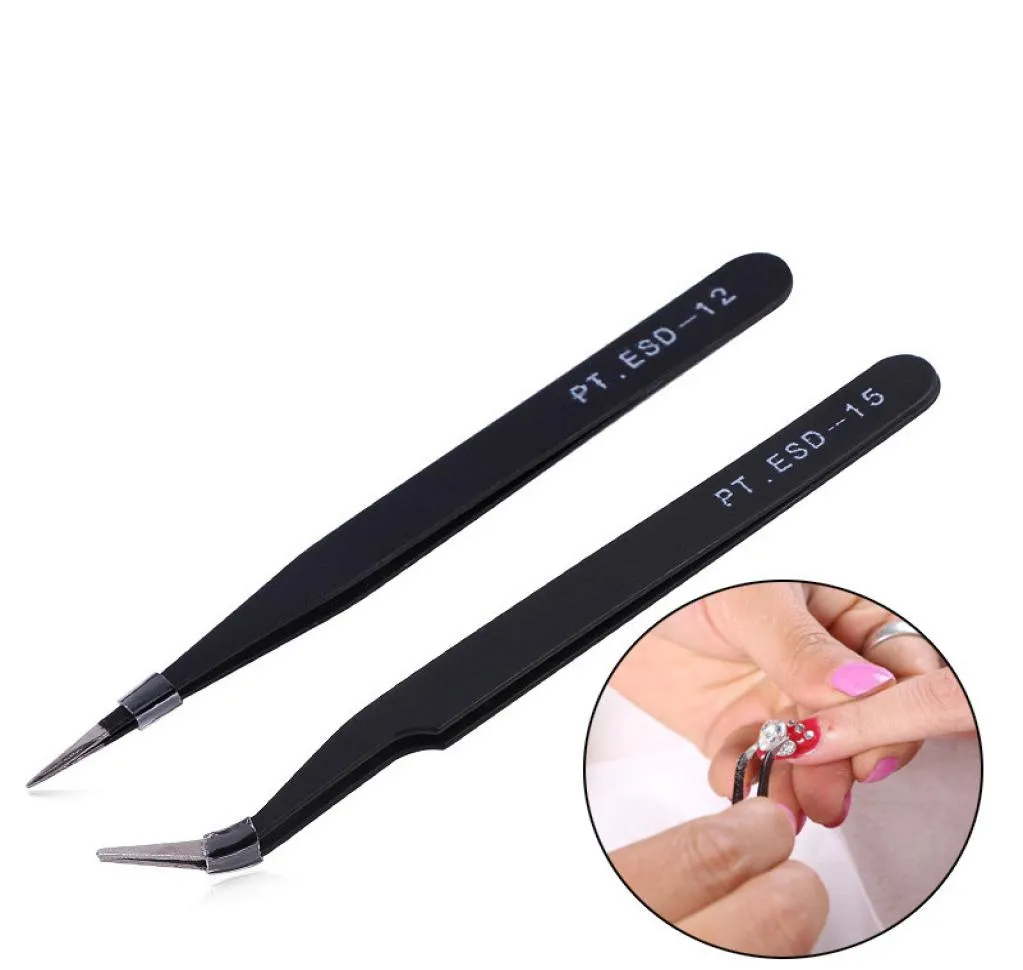 Precision Tweezer Anti Static Stainless Steel Straight Curved Pointed Eyelash Extension Tool Diy Hand Clip Nail Sticker Rhinestone5001941